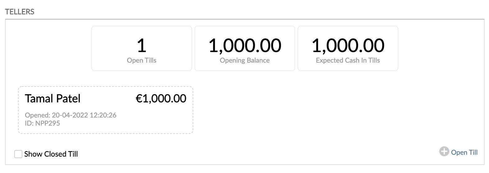 Example of tellers widget